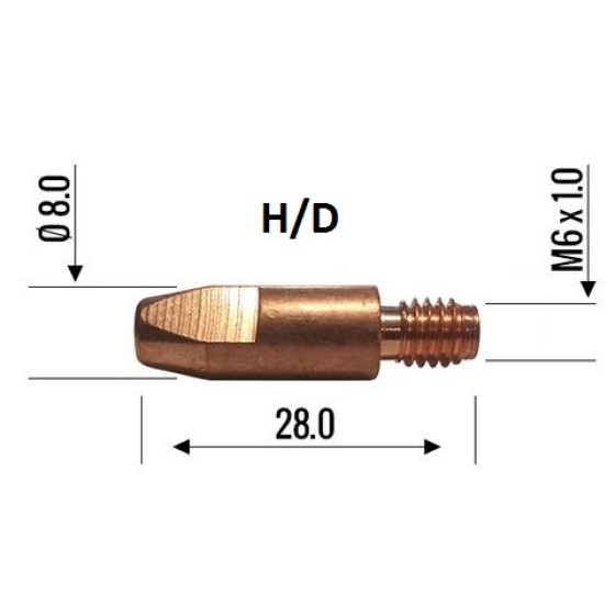 Binzel Contact Tip 1.0mm M6 H/D 140.0245
